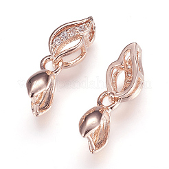 Long-Lasting Plated Brass Micro Pave Cubic Zirconia Ice Pick Pinch Bails&nbsp;X-ZIRC-F063-03RG