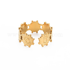 304 Stainless Steel Open Cuff Finger Ring Cabochon Settings Ion Plating(IP)&nbsp;STAS-S119-162G