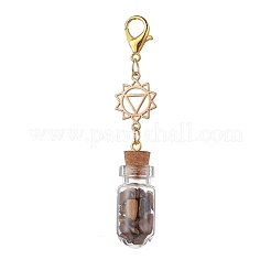 7 Chakra Natural Red Aventurine & Red Jasper & Green Aventurine & Tiger Eye & Synthetic Turquoise & Amethyst & Lapis Lazuli Chips inside Glass Wishing Bottle Pendant Decorations&nbsp;HJEW-JM03099-01