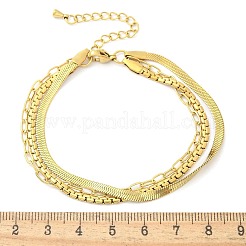 304 Stainless Steel Herringbone & Cable & Half Round Link Chain Bracelets&nbsp;BJEW-U019-04G-03