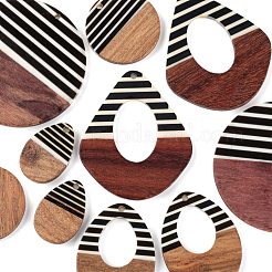 10Pcs 5 Style Resin & Walnut Wood Pendants&nbsp;RESI-LS0001-20