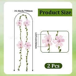 Flower Polyester with Iron wire Upper Arm Cuff Bangles for Women&nbsp;AJEW-GF0014-08A