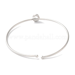 Rack Plating Brass Micro Pave Clear Cubic Zirconia Letter Open Cuff Bangles&nbsp;BJEW-A018-01P-G