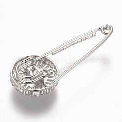 Brass Micro Pave Cubic Zirconia Safety Brooch&nbsp;JEWB-I010-18P