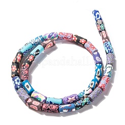 Handmade Flower Printed Polymer Clay Beads Strands&nbsp;CLAY-M003-03