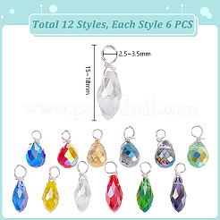 72Pcs 12 Style Glass Pendants&nbsp;PALLOY-GA00047
