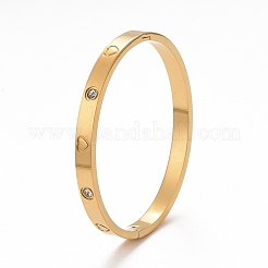 304 Stainless Steel Flat with Heart Pattern Bangle&nbsp;BJEW-F430-01
