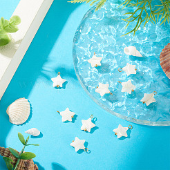 10Pcs Natural Shell Star Pendants&nbsp;SHEL-TA0001-36