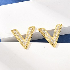 Brass Micro Pave Cubic Zirconia Stud Earrings&nbsp;KK-Z166-03G