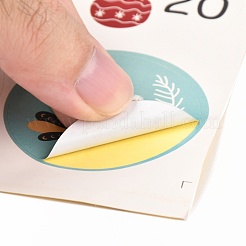 Christmas Theme Round Paper Gift Tag Self-Adhesive Stickers&nbsp;DIY-K032-82H