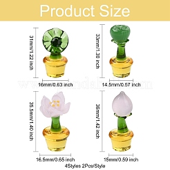 8Pcs 4 Styles Potted Plant Glass Figurines&nbsp;DJEW-CJ0001-11