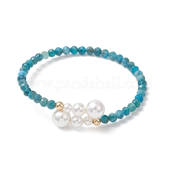 Natural Apatite Beaded Cuff Bangles&nbsp;BJEW-JB13326-01