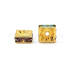 Brass Rhinestone Spacer Beads&nbsp;RB-A013-8x8-G
