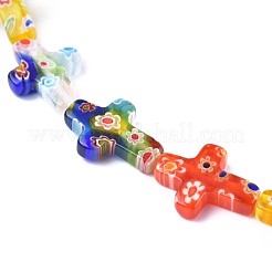 Cross Handmade Millefiori Glass Beads Strands&nbsp;LK-R004-31