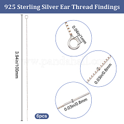 3 Pairs 925 Sterling Silver Stud Earring Findings&nbsp;STER-BBC0006-72