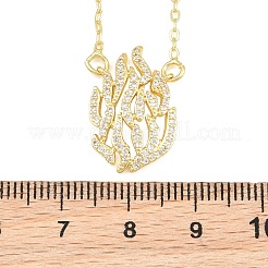 Brass Micro Pave Clear Cubic Zirconia Flame Pendant Adjustable Slider Necklaces&nbsp;KK-CBA4547-10G