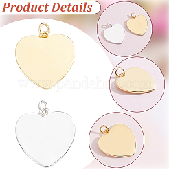 12Pcs 2 Colors Brass Heart Charms&nbsp;KK-BBC0027-75