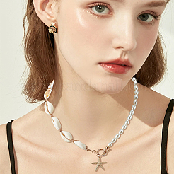 4Pcs 4 Style Natural Shell & Imitation Pearl Beaded Necklaces Set&nbsp;NJEW-AN0001-53