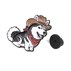 Cowboy Siberian Husky Alloy Enamel Pins&nbsp;JEWB-G046-06A
