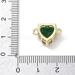 Brass Glass Heart Links Connector Charms&nbsp;KK-L268-016G