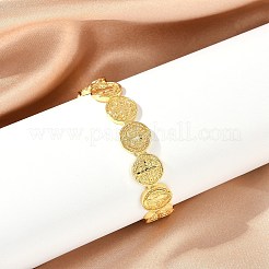 Flat Round With Cross Jesus Cuff Bangle&nbsp;BJEW-I298-03G