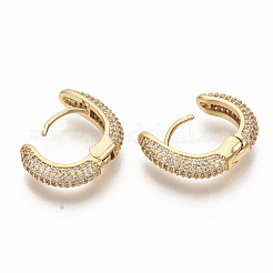 Brass Micro Pave Clear Cubic Zirconia Hoop Earrings&nbsp;EJEW-S208-064