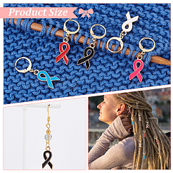 Alloy Enamel Awareness Ribbon Charm Locking Stitch Markers&nbsp;HJEW-PH01815