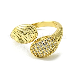 Brass Micro Pave Cubic Zirconia Open Cuff Rings&nbsp;RJEW-K256-22G