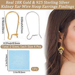 4 Pairs 2 Colors 925 Sterling Silver Earring Hoops&nbsp;STER-BBC0009-80