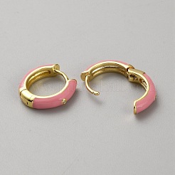 Golden Brass Enamel Huggie Hoop Earrings for Women&nbsp;EJEW-WH0019-57G-02