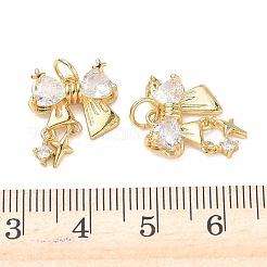 Brass Micro Pave Clear Cubic Zirconia Pendants&nbsp;CU-CBA9FFD-03G