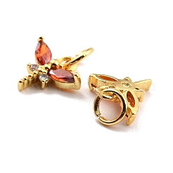 Brass Micro Pave Cubic Zirconia Charms&nbsp;KK-A156-07G-RS