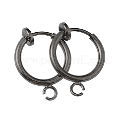 Brass Clip-on Hoop Earring Findings&nbsp;KK-P102-01B-01