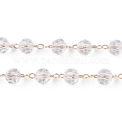 Handmade Glass Faceted Round Beaded Chains&nbsp;CHC-ZX005-05G