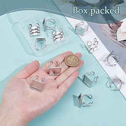 12Pcs 201 Stainless Steel Cuff Pad Ring Settings&nbsp;STAS-BC0004-09A