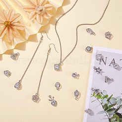 48Pcs 12 Style Alloy Cubic Zirconia Charms&nbsp;ZIRC-SZ0001-44