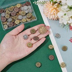 60Pcs 4 Colors Tibetan Style Alloy Sun Beads&nbsp;TIBEP-PH0001-84