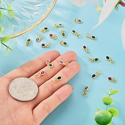 20Pcs 4 Colors Brass Cubic Zirconia Charms&nbsp;KK-TA0009-13C