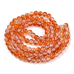 Transparent Crackle Baking Paint Glass Beads Strands&nbsp;DGLA-T003-01B-11