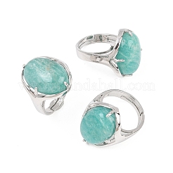 Natural Amazonite Adjustable Finger Rings&nbsp;RJEW-A097-01P