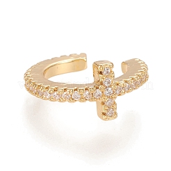 Brass Micro Pave Clear Cubic Zirconia Cuff Earrings&nbsp;EJEW-M195-05G