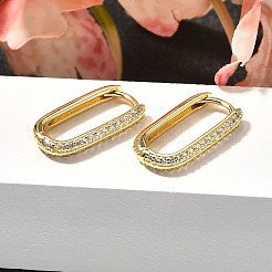 Oval Brass Micro Pave Clear Cubic Zirconia Stud Earrings&nbsp;EJEW-C126-11G