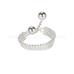 925 Sterling Silver Round Beaded Chain Adjustable Finger Rings for Women&nbsp;FS-WGBA7E8-01