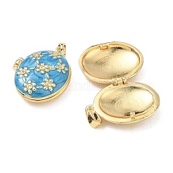 Brass Enamel Locket Pendants&nbsp;KK-F923-03A-G