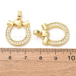 Brass Micro Pave Clear Cubic Zirconia Pendants&nbsp;KK-A304-28A-G