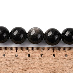 Natural Silver Sheen Obsidian Beads Strands&nbsp;G-F808-C01-14mm