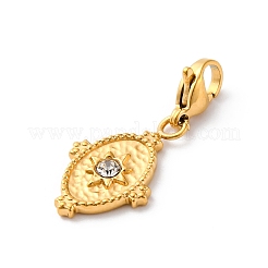 Oval 304 Stainless Steel Rhinestone Pendant Decorations&nbsp;STAS-I331-11G-A