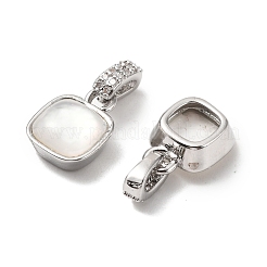 Brass Micro Pave Cubic Zirconia with Natural Shell Charms&nbsp;KK-G533-15P