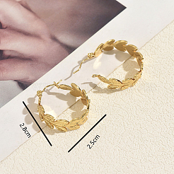 201 Stainless Steel Leaf Hoop Earrings for Women&nbsp;GX4867