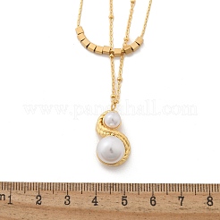 304 Stainless Steel Double Layer Necklaces&nbsp;NJEW-Z061-02G